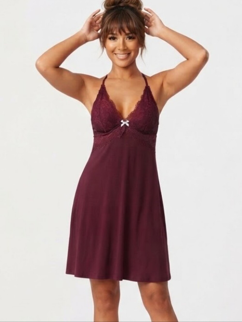 Victoria's Secret Babydoll Lingerie Top Size Medium Lace Whimsy Plum Purple